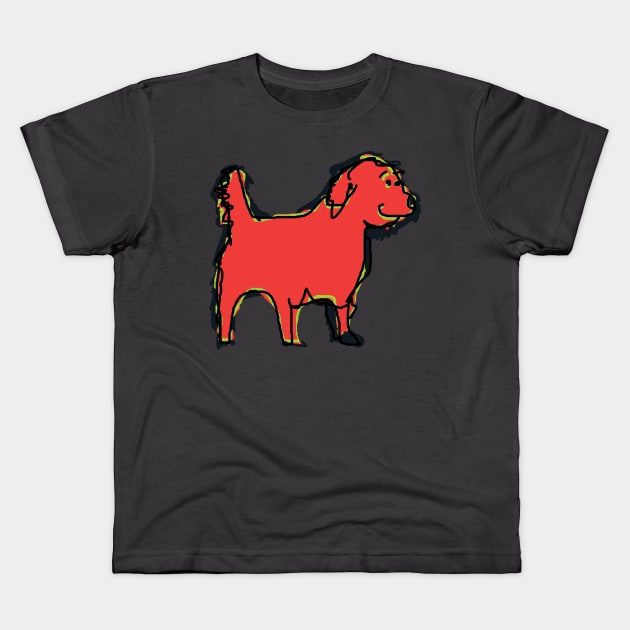 Red Dog Ruff Rough Kids T-Shirt by ellenhenryart